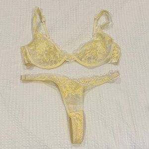 Butter Yellow Lace Lingerie Set